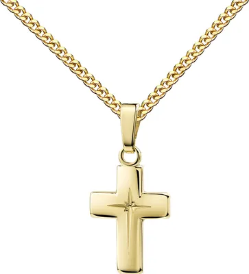 Produktbild von Kleiner Gold Kreuzanhänger 333 / 8k Echtgold Anhänger für Damen. Mit Kette 45 cm