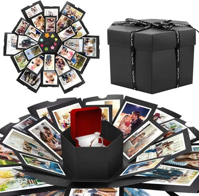 Produktbild von Kreative,Überraschung,Box,Geburtstag,DIY,Geschenk,Explosions,Box,Handgemachtes,Scrapbook,Faltendes,Fotoalbum,,Geschenkbox,mit,6,Gesichtern,,Jahrestag,Valentine,Hochzeit,Muttertag,(Schwarz)