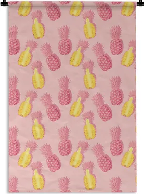 Produktbild von MuchoWow® Wandteppich Wandbehang Sommer - Ananas - Muster 60x90 cm Tapisserie Dekoration Wandtuch - Foto-Teppich - Abwaschbar