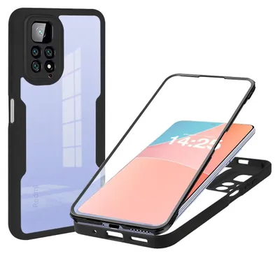 Produktbild von 360 Grad Handyhülle für Xiaomi Redmi Note 11 Full Cover Rundum Schutz Farbe: Schwarz