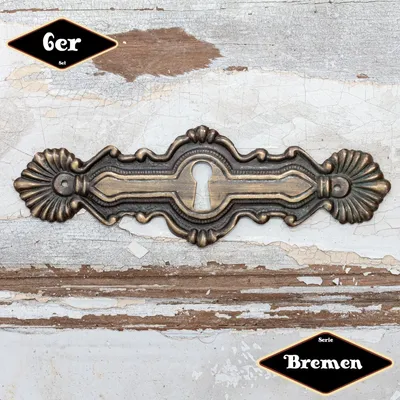 Produktbild von Schlüsselplatte,Serie"Bremen",6er Pack|Eisen in Messing pat.|H4,0xB11,8cm