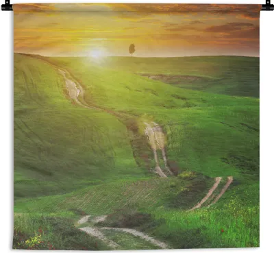 Produktbild von MuchoWow® Wandteppich Wandbehang Toskana - Sonne - Hügel 90x90 cm Tapisserie Dekoration Wandtuch - Wandaufhänger
