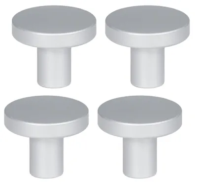 Produktbild von Royal Möbelknöpfe Rund Ø 25 mm, Aluminium, Silber Satin Matt – 4er-Set inkl. Montageschrauben, Loft/Industrial für Schränke, Schubladen & Kommoden