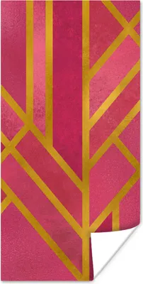 Produktbild von MuchoWow® Poster Gold - Rosa - Geometrisch 20x40 cm - Plakat - Foto