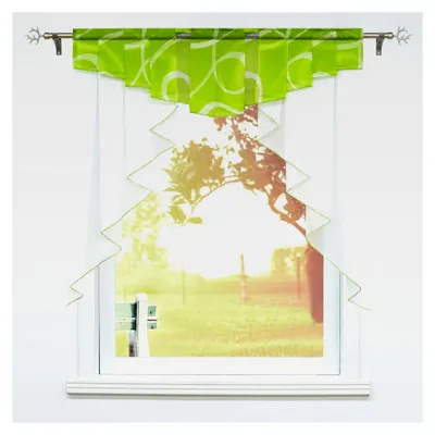 Produktbild von Scheibengardinen für die Küche, Bistrogardinen aus Voile, transparente Kurzgardinen für Kleinfenster, mit Kräuselband/Tunnelzug, 1 Stück, BxH 140x145cm, Grün