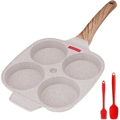 Productafbeelding van Koekenpan met 4 gaten, eierpan, anti-aanbaklaag, aluminium, wit, standaard