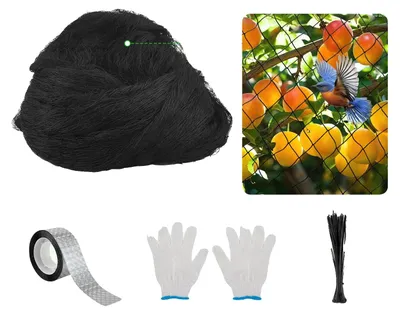 Obrázek produktu pro Ochranná síť pro ptáky, odolný nylon, ochrana zahrady, černá barva