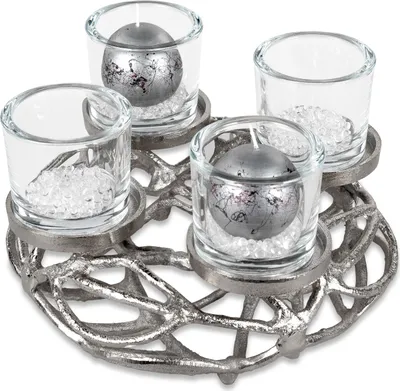 Produktbild von Adventskranz, Leuchter GEFLOCHTEN silber D. 30cm Aluminium Formano W24