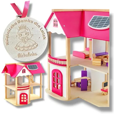 Produktbild von Swede Großes Holzpuppenhaus mit Möbeln Rosa