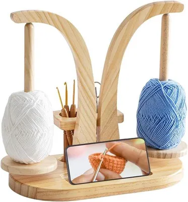 Produktbild von Wollroller - Magnetische Wolhouder - Holzstand - Doppelgarnballhouder - Garnorganisator - Garnwickelaar