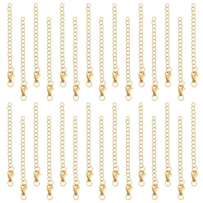 30x Kettenverlängerer 60 mm, 18K vergoldet, Edelstahl