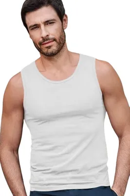 Produktbild von Herren-Tanktop, 100% Baumwolle, unbedruckt, einfarbig, 160g/m2, Farbe weiß, Größe 2XL