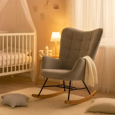 Productafbeelding van MEUBLE Comfortabele schommelstoel voor baby's, comfortabele fauteuil voor tijdens het voeden, met bekleding
