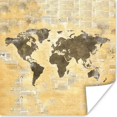 Produktbild von MuchoWow® Poster Weltkarte - Aquarell - Vintage 30x30 cm - Wandposter - Printing