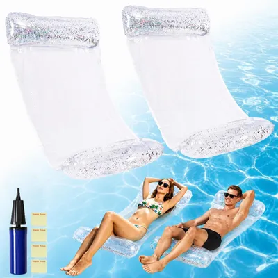 Imagen del producto de Juego de 2 hamacas inflables para piscina, 4 en 1