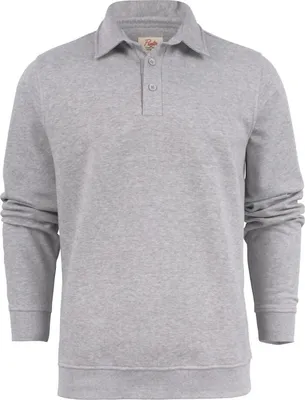 Produktbild von Sweatshirt Printer Homerun grau melange mit Kragen und Knopfleiste 280 g/m²