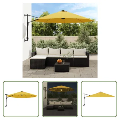 Produktbild von The Living Store Wand-Sonnenschirm mit LEDs Gelb 290 cm