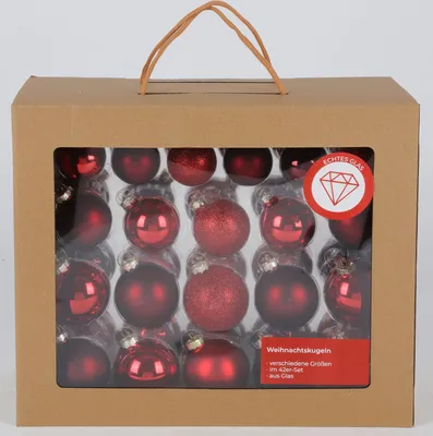 Image de Boules de Noël en verre, set de 42 pièces. Taille de l'arbre Décoration de l'arbre Pendentif