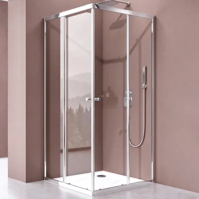 Produktbild von doporro Duschkabine 75x75 Dusche Schiebetür Eckeinstieg Duschabtrennung Klarglas Eckdusche 6mm ESG Glas Höhe 190cm Links/Rechts montierbar Rav16K