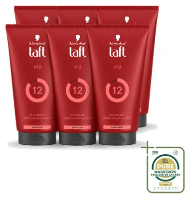 Imagen del producto de 6 unidades de Taft Power Gel V12 Turbo, fijación fuerte, 150 ml, pack ahorro