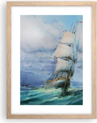 Produktbild von Gerahmtes Poster - Rahmen in heller Eiche - Meer Segelschiff - 30x40 cm - Wand Bild - Wanddeko - Wandbilder - Kunstposter - Wandposter - Bilderrahmen - Bilder - Kunstdruck - Wandbild - P2NPA30x40-3782
