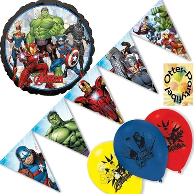 Produktbild von Avengers-Party-Set Deko Wimpelkette Luftballons Folienballon