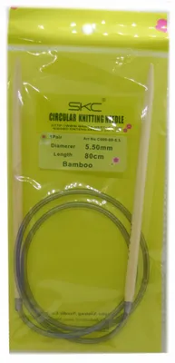 Produktbild von SKC Bambus-Stricknadeln auf Seil, 80 cm, 5,5 mm