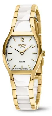 Produktbild von Boccia Damen Armbanduhr 3361-03 Ceramic weiß Titan gelbgold IP