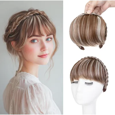 Produktbild von Stirnband mit geflochtenem Pony Hellbraun Mix Blond Synthetik