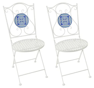 Produktbild von Gartenstuhl 2er-Set Metall Creme Santorin