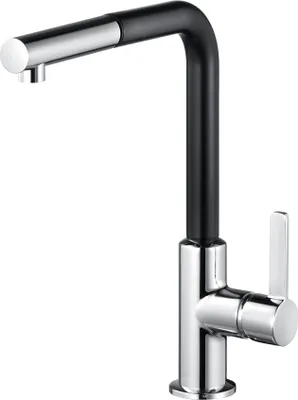 A studio shot of a kitchen faucet.