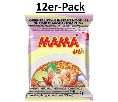 Produktbild von 12er-Pack MAMA Instant Nudeln Tom Yum Garnelen 60g