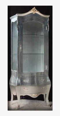 Casa Padrino Barock Vitrine Silber Silver Glass Cabinet Baroque