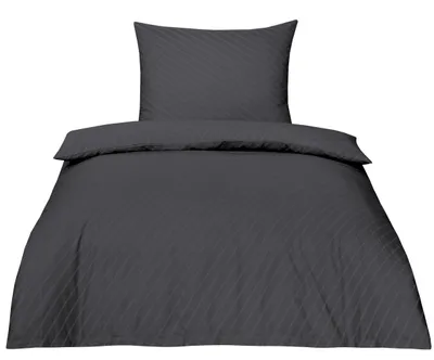 Produktbild von Betz Elegant Bettwäsche Garnitur Set in 2 Größen - 100 % Baumwolle - mit Reißverschluss - in verschiedenen Farben Farbe - 155/220+80/80 Grau