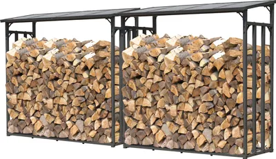 Produktbild von 2 Stück Metall Kaminholzregal Anthrazit XXL 185 x 70 x 185 cm Garten Kaminholzunterstand 4,6 m³ / 7 SRM Kaminholzlager Stapelhilfe Aussen