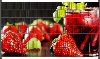 Produktbild von Wallario Zaunsichtschutz mit Motiv Erdbeer-Mojito - Frische Erdbeeren für Ein- und Doppelstabmatten Zäune in der Größe 250 x 140 cm