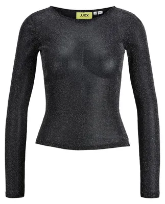 Produktbild von Jack & Jones Damen Jxmelia Mesh Glitter Ls Top WVN, Schwarz, M EU