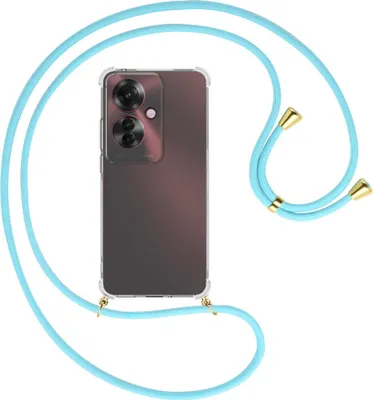 Produktbild von Handykette Backcover-Schutzhülle mit Band (Metall goldfarben) für Oppo Reno11 F 5G - himmelblau