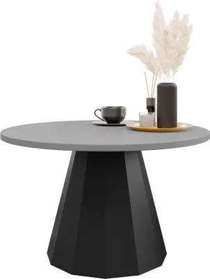 Produktbild von MIRJAN24 Couchtisch Elipse, Wohnzimmer Kaffeetisch, Beine und Seiten aus Stahl (Farbe: Schwarz / Hellgrau)