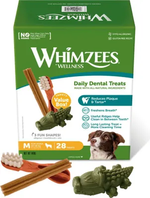 Image de Coffret économique de friandises pour chiens Whimzees, format M, 28 pièces