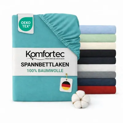 Produktbild von Komfortec Jersey Spannbettlaken 120x200 cm, 100% Baumwolle, Dunkelgrün