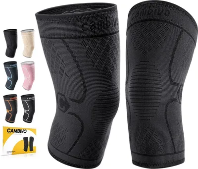 Immagine prodotto di CAMBIVO 2 Pezzi Ginocchiera Ortopedica di Compressione, Tutore Ginocchio Antiscivolo, Ginocchiere Palestra Elastica per Legamenti, Menisco, Sport, Corsa, Gym