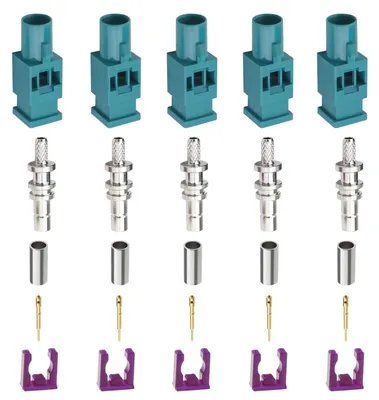 Fakra Stecker männlich 5er-Set für RG174/RG316 Kabel
