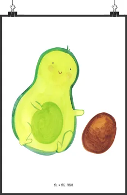 Produktbild von Mr. & Mrs. Panda Bild Avocado Kern rollt DIN A0 - Weiß - Geschenk, Wunder, Liebe, Kunstdruck, Avocados, Geburtstag, Wandbild, Baby, drucke, wanddeko, Wanddekoration