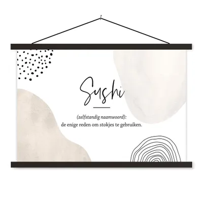 Produktbild von MuchoWow® Textilposter Sprichwörter - Sushi - Sushi definition - Zitate - Wörterbuch 120x80 cm mit schwarzem Rahmen - Wanddeko