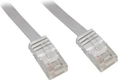 Produktbild von Patchkabel RJ-45 Stecker > RJ-45 Stecker (weiß, 7 Meter, flach, Cat.5e U/UTP)