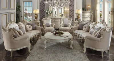 Produktbild von Halbrunde Viersitzer Wohnzimmer Couch Textil Barock Rokoko Luxus Sofa Sofas neu
