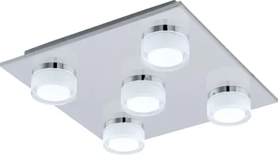 Produktbild von EGLO LED Deckenlampe Romendo 1, 5 flammige Deckenleuchte Bad dimmbar, Badezimmer Lampe, LED Feuchtraumleuchte warmweiß, IP44, L x B 32 cm
