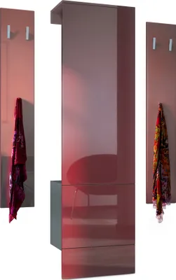 Produktbild von Vladon Garderoben-Set Hollywood, bestehend aus 1 Garderobenpaneel mit integrierter Tür, 1 Kleiderstange und 1 Wandpaneel Set, Anthrazit matt/Bordeaux Hochglanz