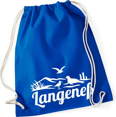 Produktbild von Huuraa Turnbeutel Langeneß Strandmotiv 12 Liter Bright Royal Baumwolle Rucksack Geschenkidee